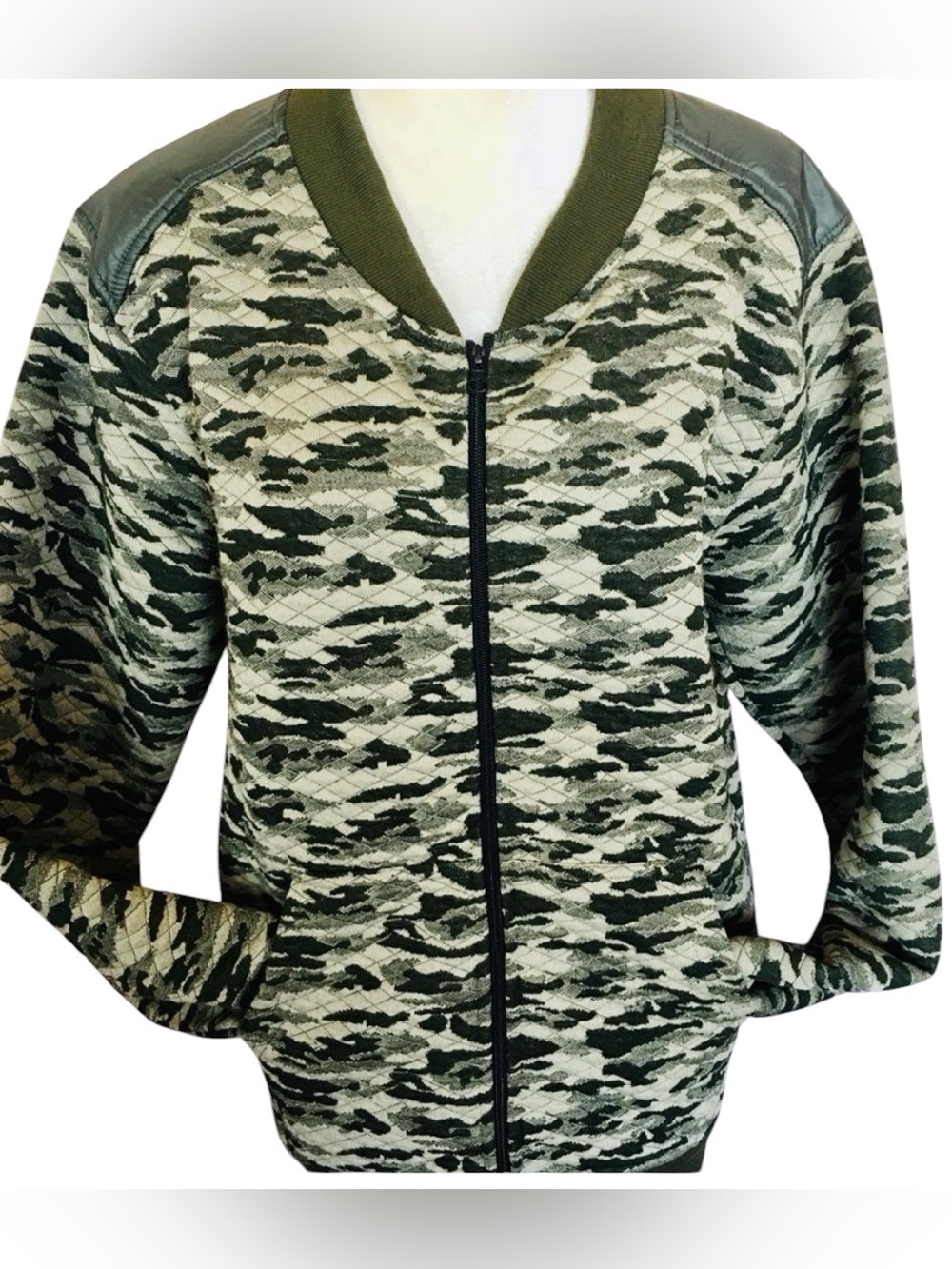 Truth Substance Camo Zip Front Jacket Men’s Large Green Military Print